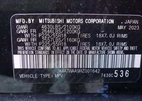 2024 Mitsubishi Eclipse Cross Se S-Awc/Sel S-Awc z USA, uszkodzony, nr VIN JA4ATWAA9RZ001642